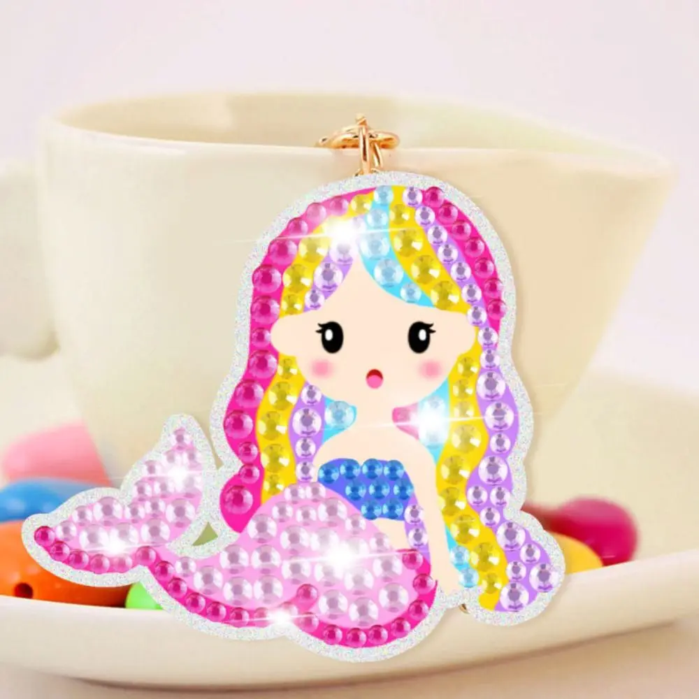 Handmade Craft Diamond Painting Set Mermaid Pattern Ice Cream Diamond Drawing Keychain Diamond Painting Stickers Cartoon Design