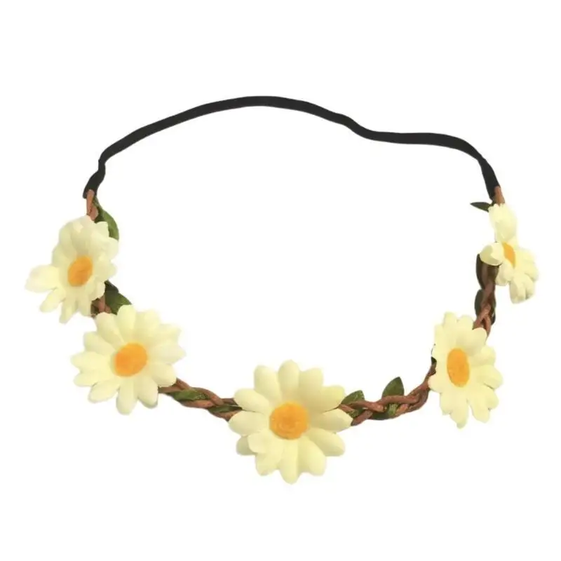 

A52E Unique Floral Wreath Hair Accessories Elastic Flower Headband Headwear For Festivals And Weddings Halloween Party