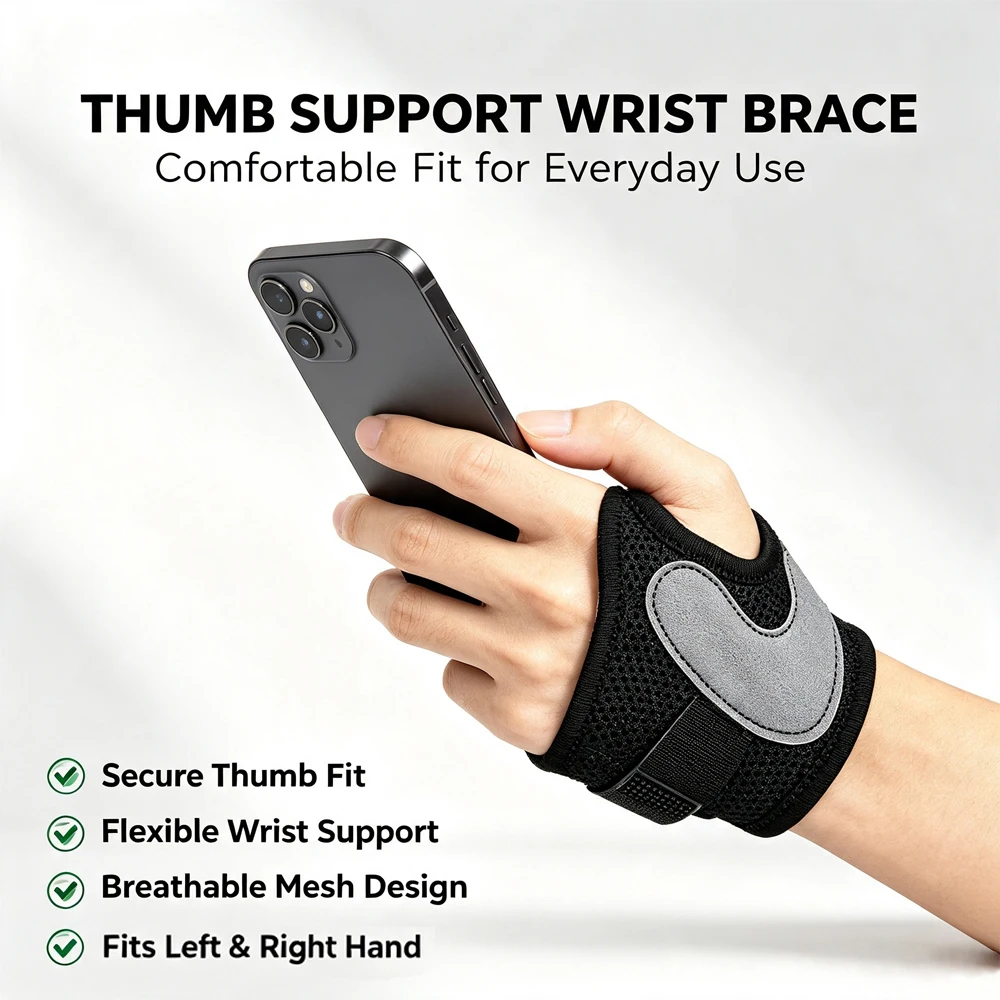 1Pcs Breathable CMC Thumb Guard with Bendable Aluminum Strip, Offers Firm Compression for Basketball, Gym & Daily Work