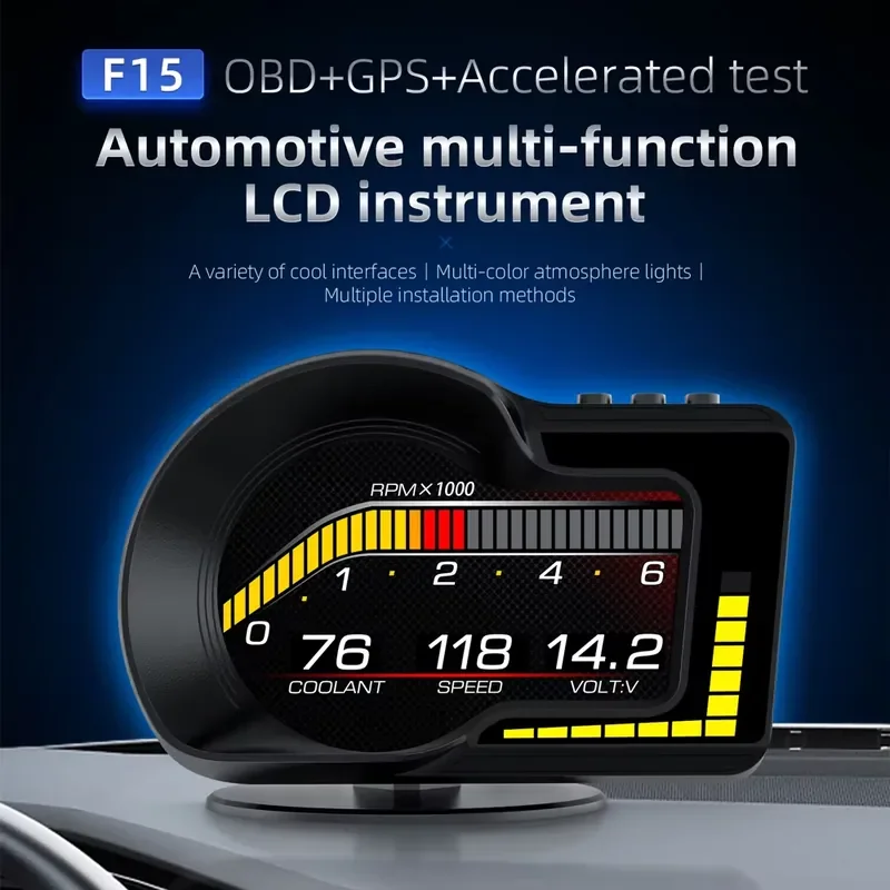 F15 OBD2 Car Head up Display Windshield Projector Alarm Digital Speedometer Auto Electronics Accessories LCD HUD