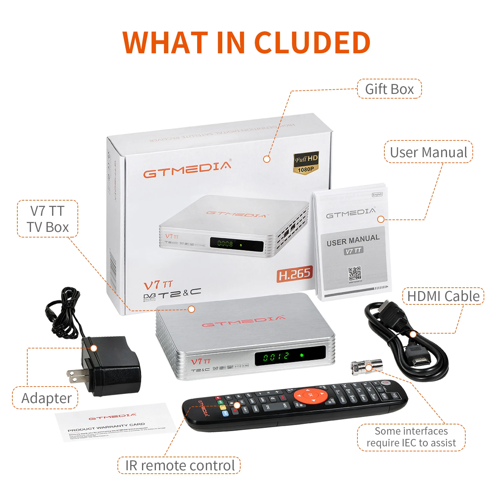 GTMEDIA V7 TT Terrestrial TV Receiver DVB-T/T2 Full HD TDT T2 With USB WIFI Decoder Satellite TV Box Official Genuine