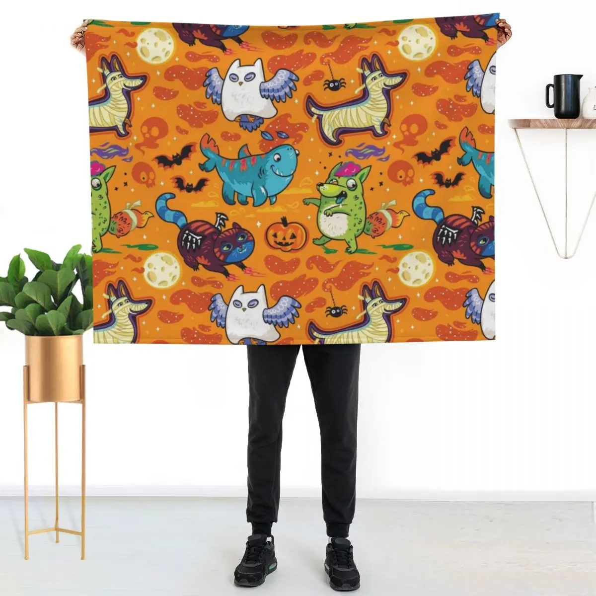 Crazy Halloween Night Throw Blanket Single for sofa Soft Big Tourist manga Travel Blankets