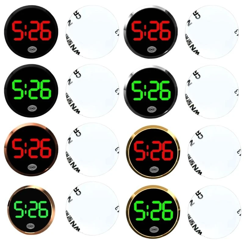 

Wear Resistant Illuminant Mini Car Clock Round Alloy Design Touch Operated Digital Clock Suitable For Vehicle Dashboard R6FB