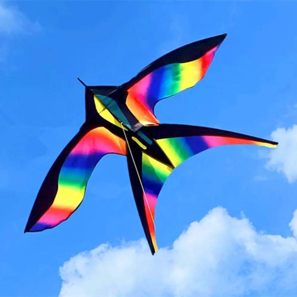 Łatwe do latania duże latawce w kształcie ptaków, dobre do latania, 1,7 m, latawce dla dzieci z 100-metrową linką do latawca, zmieniające kolor zabawki do latania na zewnątrz.
