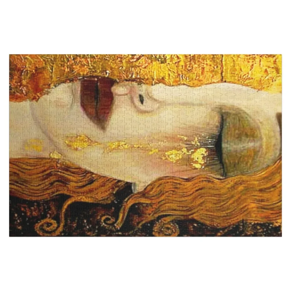 Gustav Klimt Freya's Tears w/Signature| Women's Grief Art Nouveau Jigsaw Puzzle Animal Custom Name Wood Puzzle