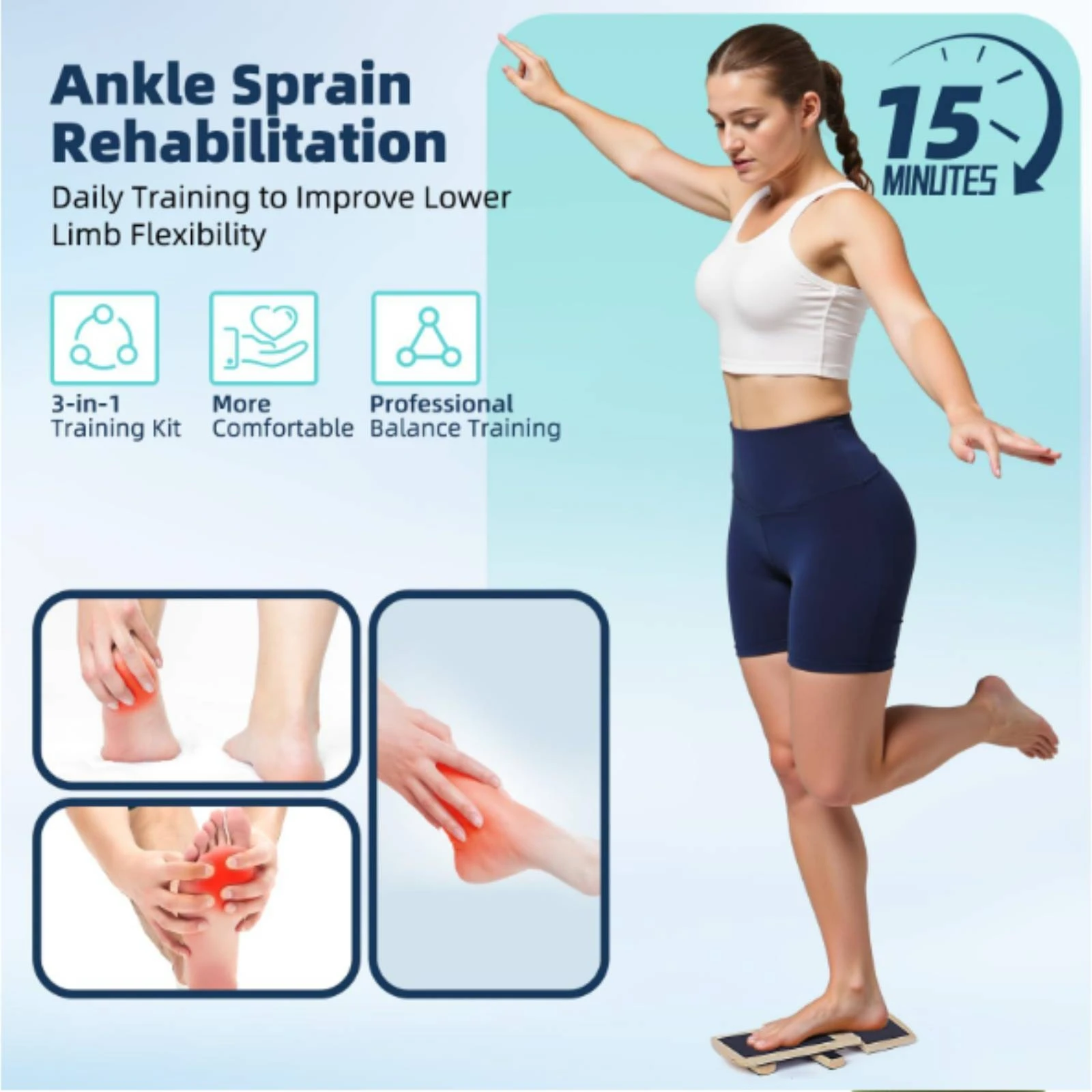 Foot Stretch Board with Attachments Textured Wooden Balance Training Board Calf Stretcher Sturdy Portable for Athletes