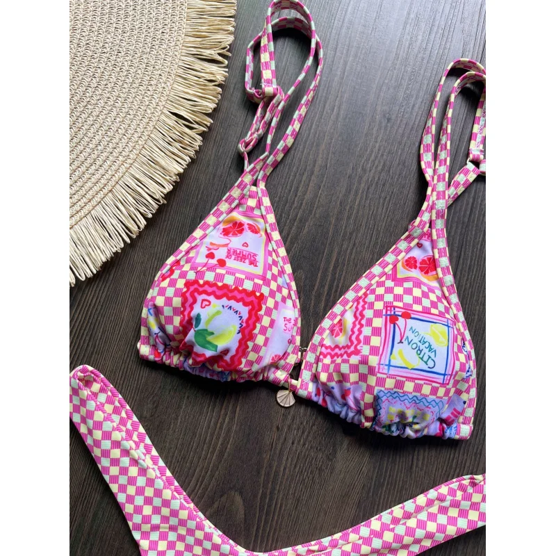 2025New Swimwear Hot-Selling Bikini Printed Sexy Backless Two-Piece SwimsuitbikiniSpot Goods