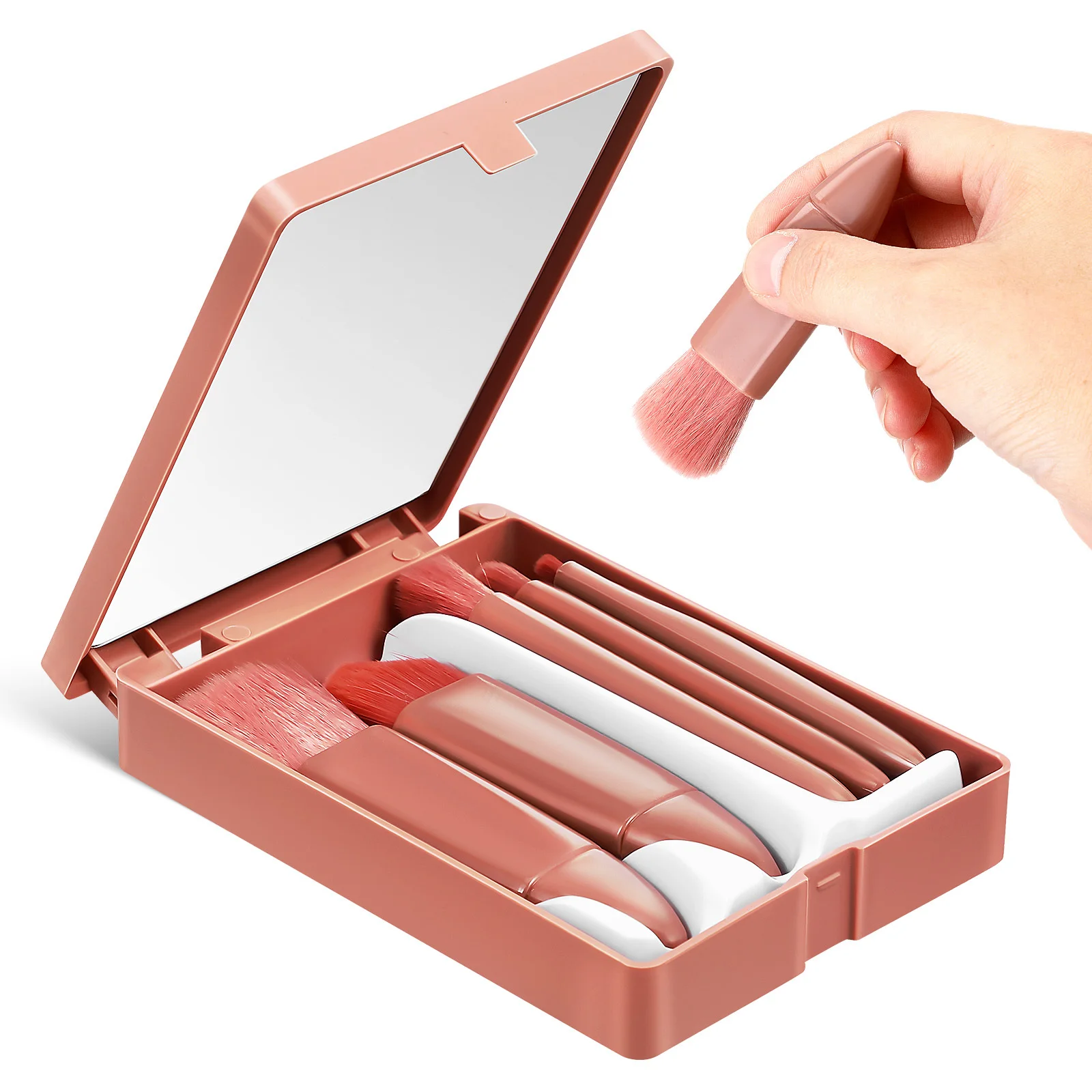 Juego de brochas de maquillaje de tamaño de viaje, Kit de brochas portátiles, base, sombra de ojos, polvo suelto, corrector, colorete, 1 Juego