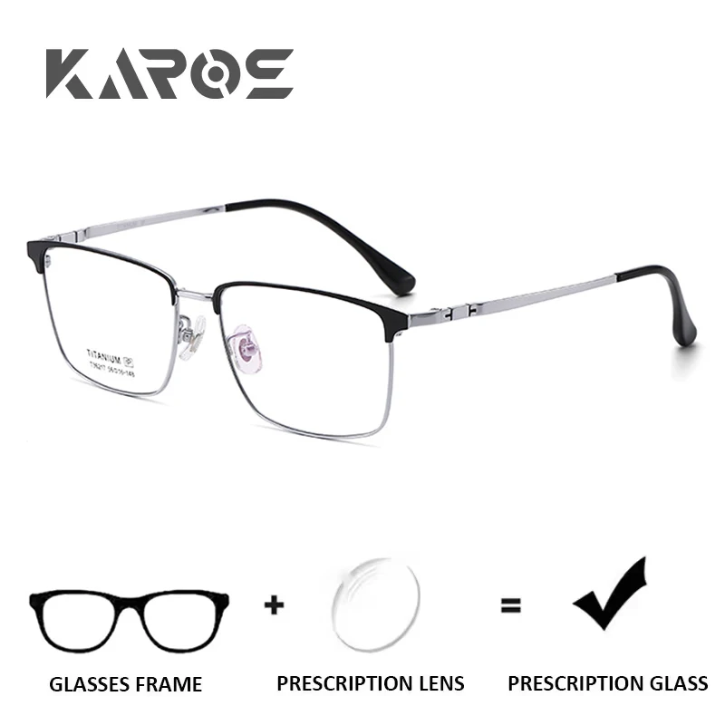 

KAROS Titanium Square Prescription Glasses With Anti Blue Light Photochromic Progressive Lenses For Myopia Correction Men Women