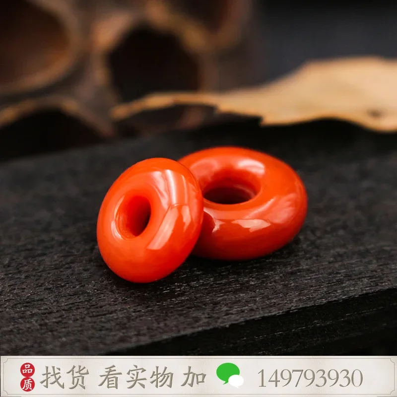 Natural Liangshan Southern Red Agate Buckle Full Color Flame Bracelet Hanging Clip Buddha Beads Bracelet Pendant