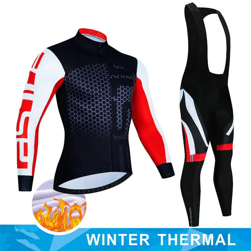 

2025 Winter Thermal Fleece Cycling Jersey Set Men Mountian Bicycle Clothes Wear Ropa Ciclismo Racing Team Bike Cycling Clothing