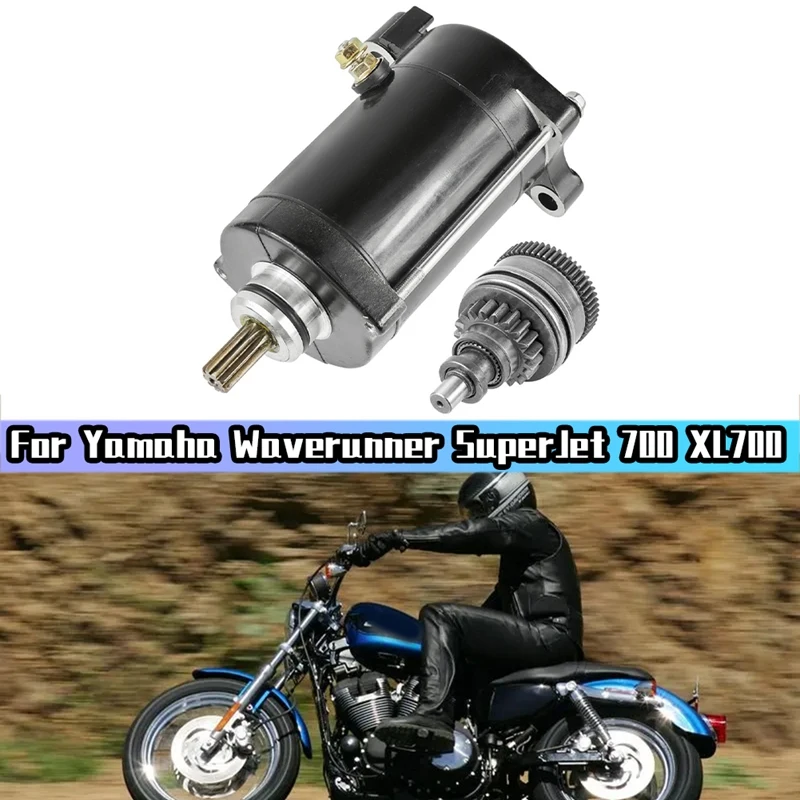 2Pcs Starter & Bendix For Yamaha Waverunner Superjet 700 XL700 Wave Raider Blaster 6M6-81800-10, 6M6-8183E-01 Accessories