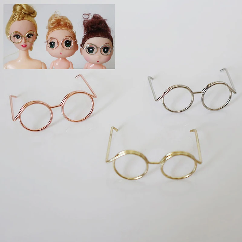 1pc Round Doll Glasses Frame Dollhouse Miniature Simulation Model DIY Kids Pretend Play Toys Decor Gift Accessories