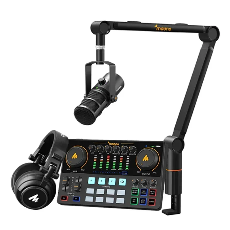 MAONO PD400X XLR Dynamic Podcast Microphone  Sturdy & Stable, Podcast Equipment Bundle Heavy Duty Microphone Stand for Radio