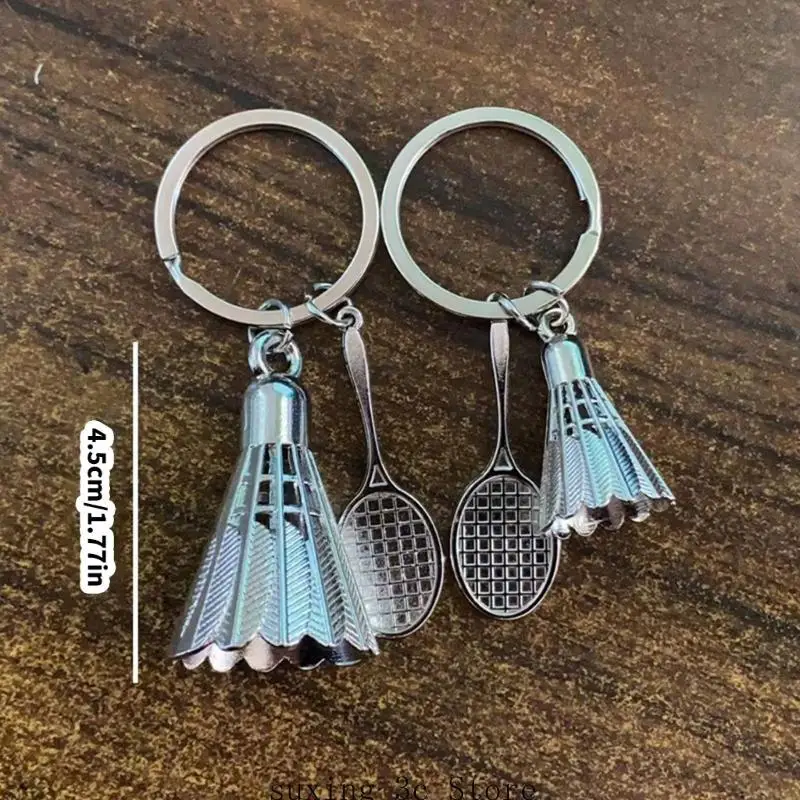 6 Pcs Badminton Pendant Hangings Ornament Shuttlecock Keychain Charm Sport Keyring Badminton Racket Car Key Chain
