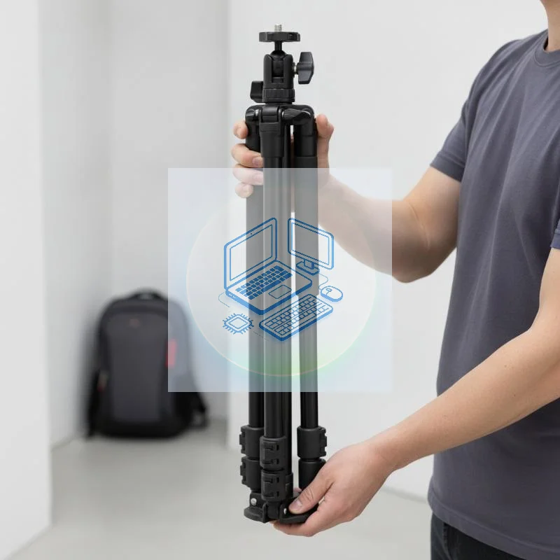 Foldable Tripod, Photographic Light Stand with Phone Holder & Camera Flash Mount Bracket, Live Streaming Support Stand