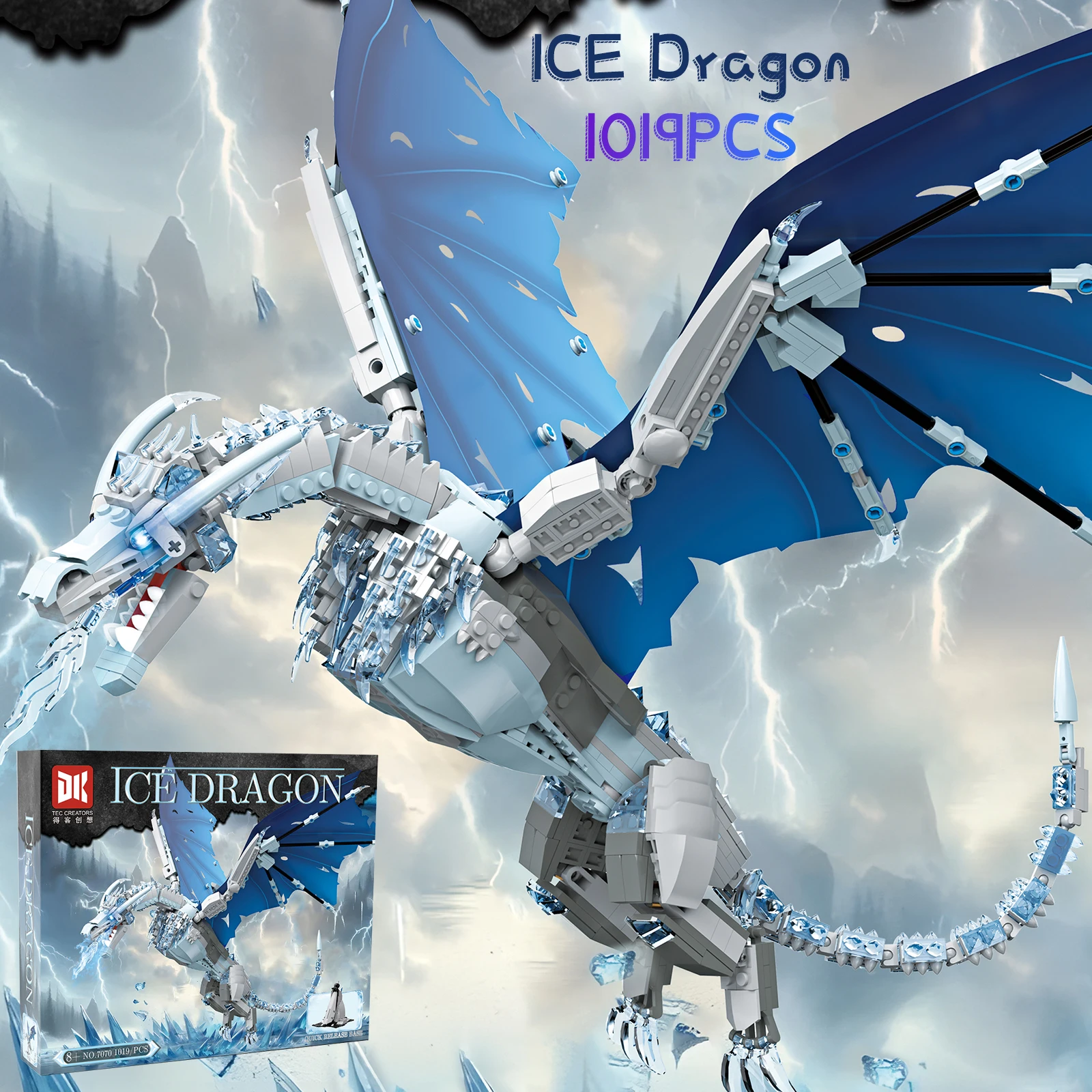 

1060PCS Bricks Movie Series Ice Dragon Building Blocks Creative Magic Dragon Model Childrens Assembly Toy Boys Kid Holiday Gifts