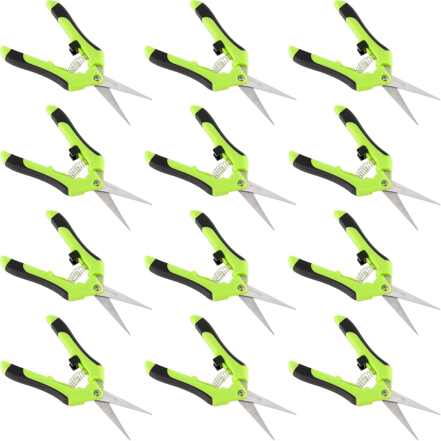 

12-Pack of Sharp Green Micro Tip Pruning Scissors - Ergonomic Bud Trimming Shears with 6.5 Inches in Length, featuring High-Qual