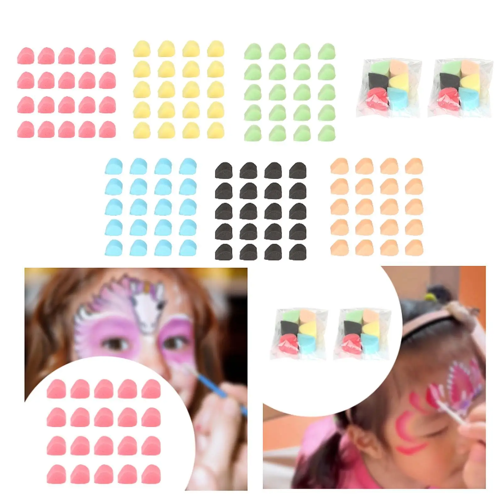 20x Face Paint Sponges Set Professional Reusable Body Paint Sponges Applicator for Makeup Art Work Facepaint Graffiti Body Art