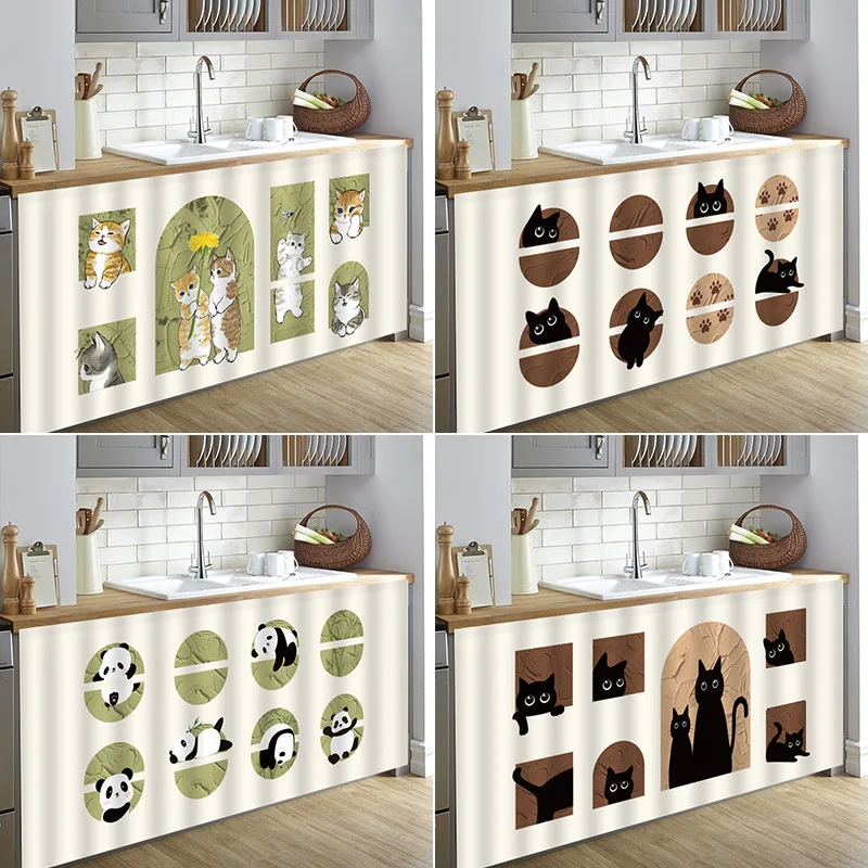 

2024New Shade Velcro Cabinet Ugly Cloth Curtain Kitchen Table Cabinet Japanese Sundries