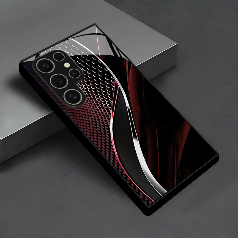 Business-style silver-lined TPU glass phone case,, suitable for Samsung S26/S25/S24/S23/S22/S21/S20 and other models.