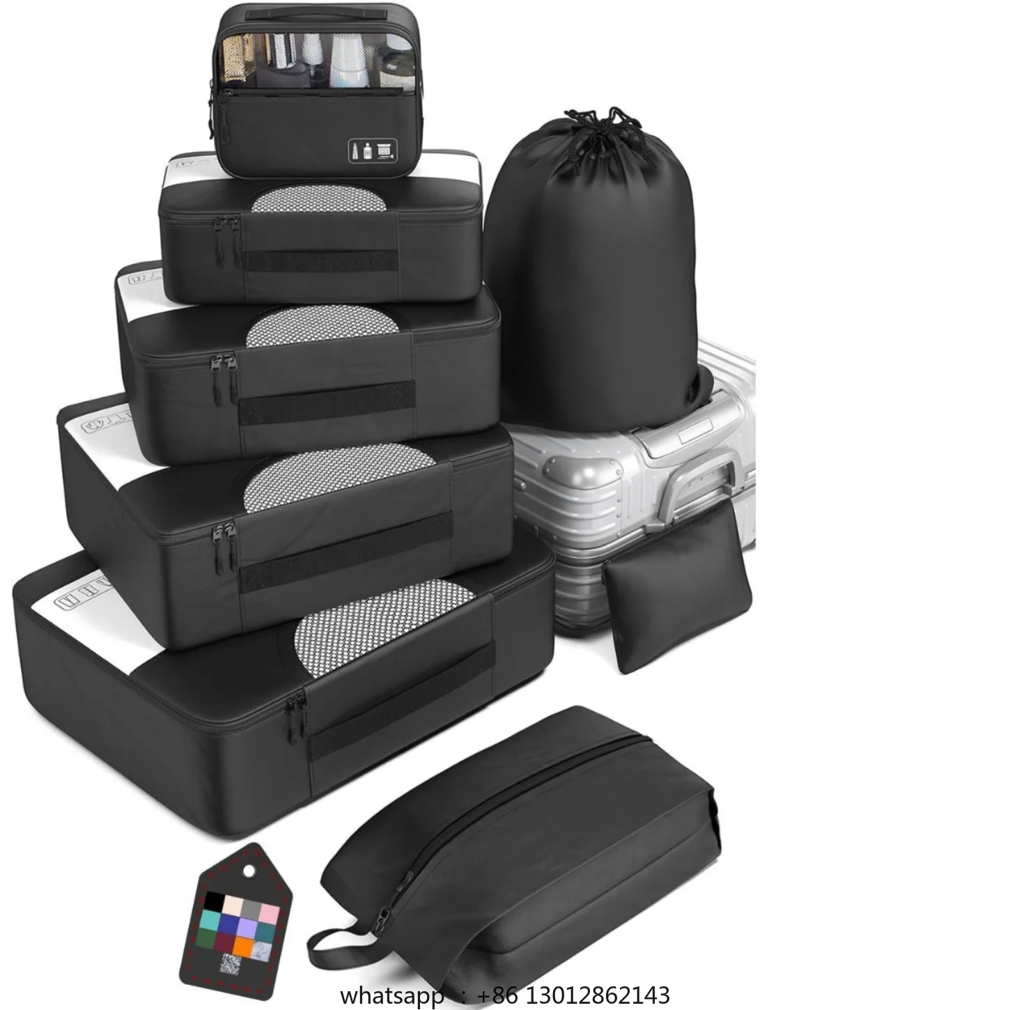 

Дорожный набор для хранения из восьми предметов.