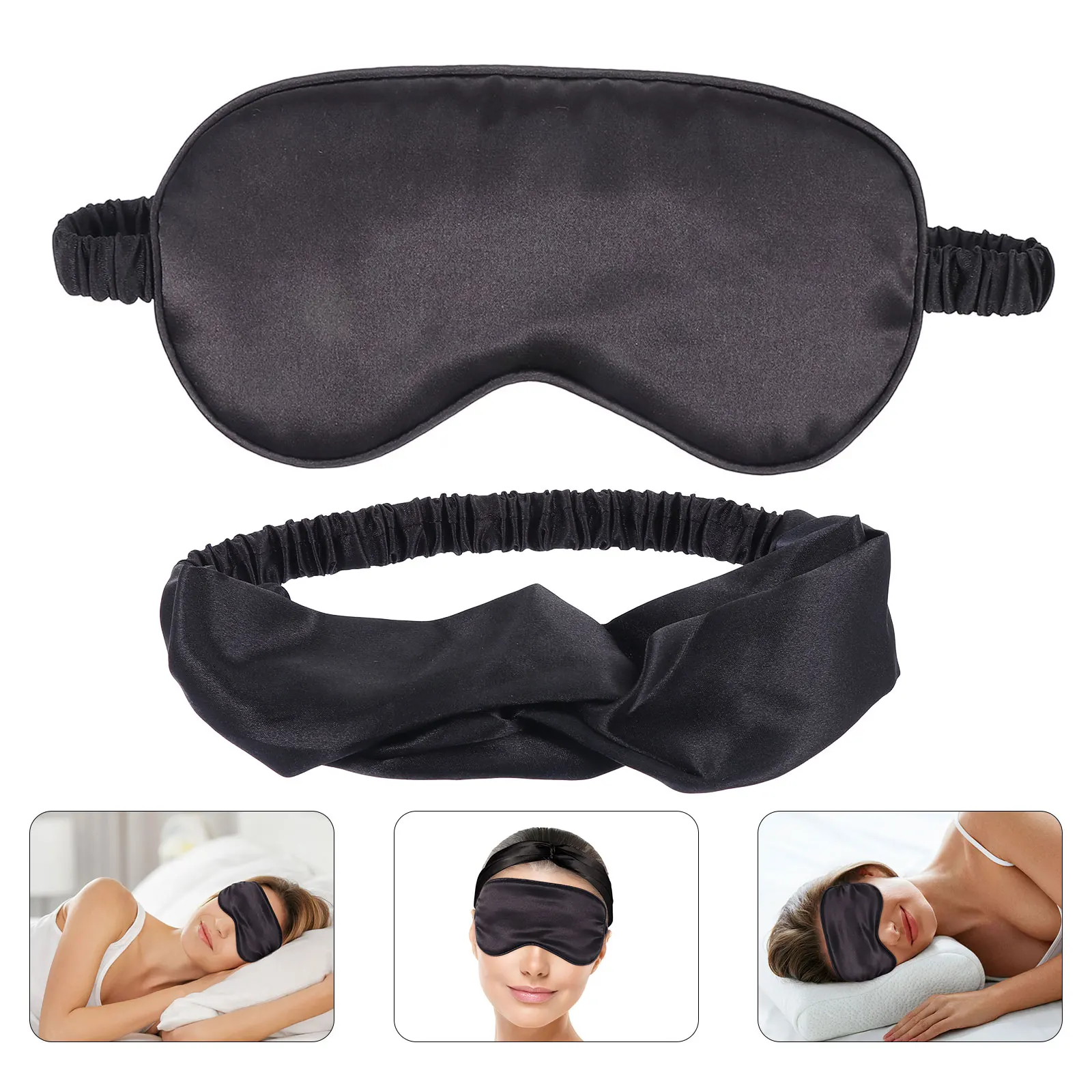 

1Set Sleeping Mask Set with Headband and Bag for Women Girls Travel Home Hotel Light Blocking Sleep Aid