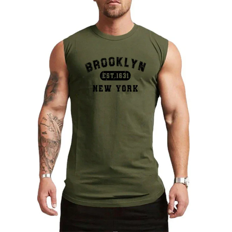 

Summer Cotton Breathable Bodybuilding Muscle Sleeveless Cool Shirts Gym Fitness Muscle Tank Tops Mens Workout Training Clothing