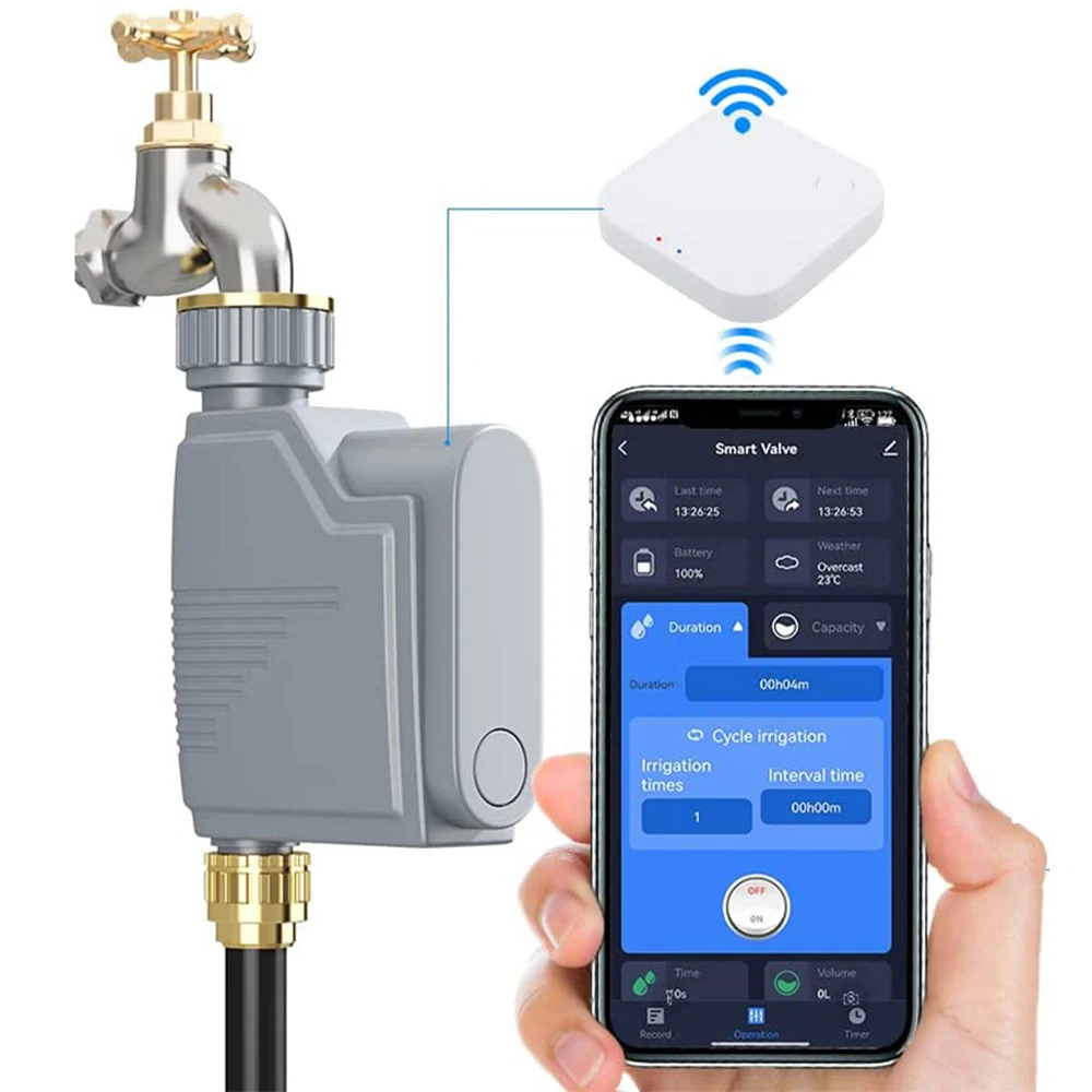 

Rehent Tuya Zigbee Smart Water Timer Flow Meter Sprinkler Irrigation Clock IP54 Recycle Irrigation Rain Delay for Garden Farm