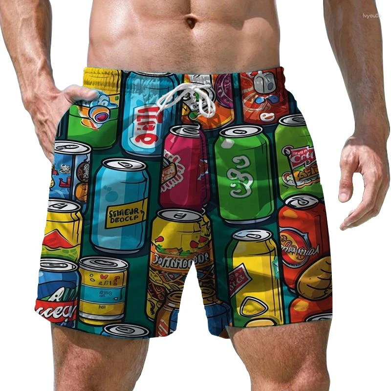 Vintage Funny Pattern 3D Print Men\'s Shorts Quick Dry Swim Shorts Casual Beach Pants Oversized Sports Shorts Trend Men Clothing