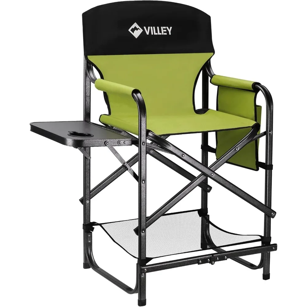 

Tall Directors Chair, Folding Camping Chairs, Makeup Artist Chair with Foot Rest, 900D Fabric for Tailgating Camp Lawn Picnic F