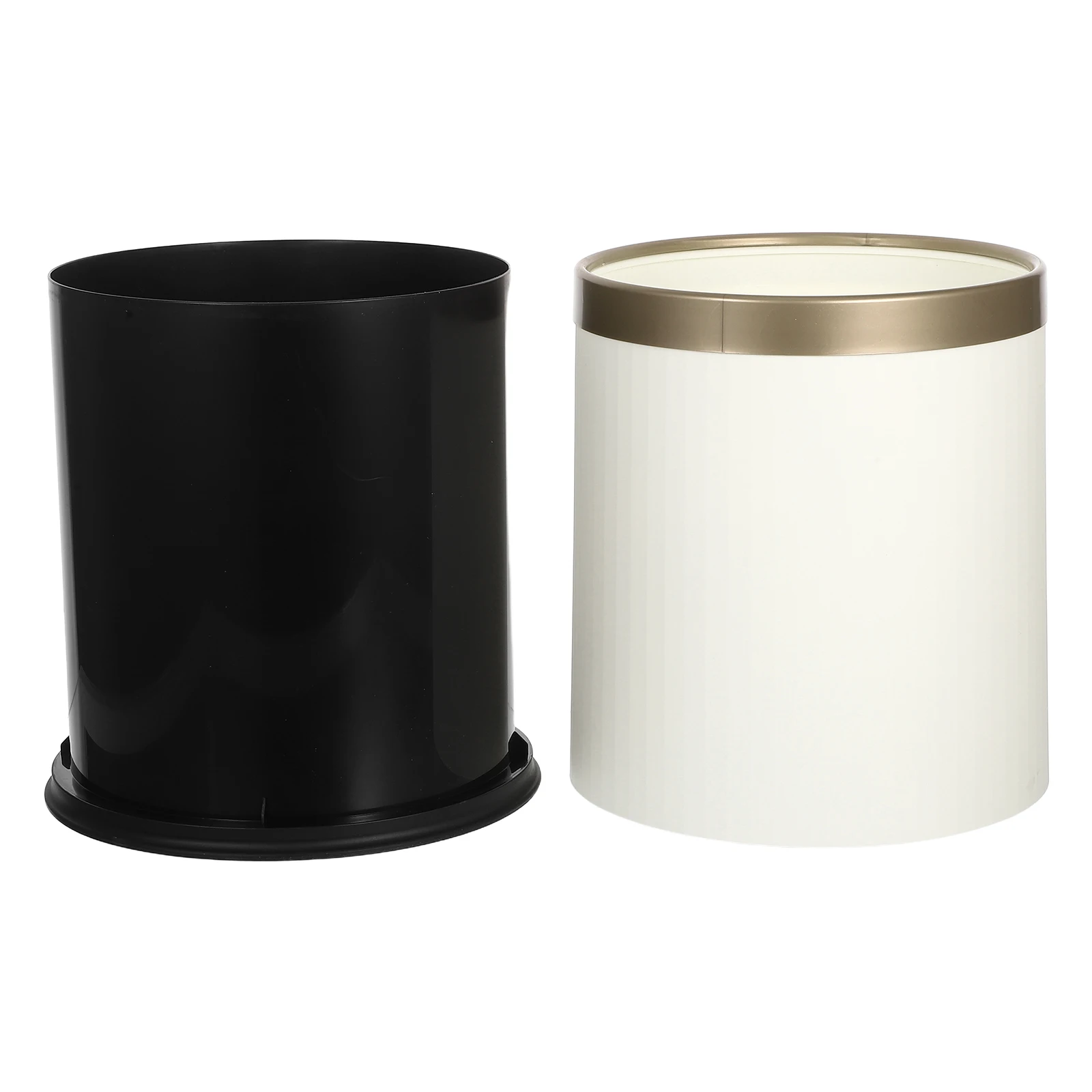 

Large Capacity Trash Bin White Plastic Double-Layer Waste Basket For Kitchen Bathroom Bedroom Office Countertop Space-Saving