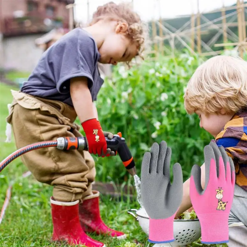 Cartoon Children Fun Labor Protective Gloves Gardening Pulling Grass Picking Dish Thickened Wear-Resistant Non-Slip Latex Gloves