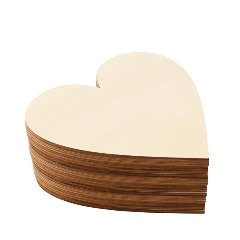 

50pcs/100pcs Wooden Hearts Crafts Heart Shaped Wood Sheets Blank Unfinished Wood Ornaments for Wedding, Wooden DIY Christmas