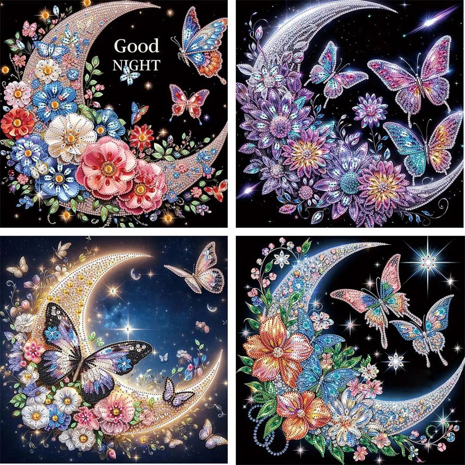 

4pcs 5D DIY Partial Special Shaped Drill Diamond Painting Cartoon Decor 30x30cm