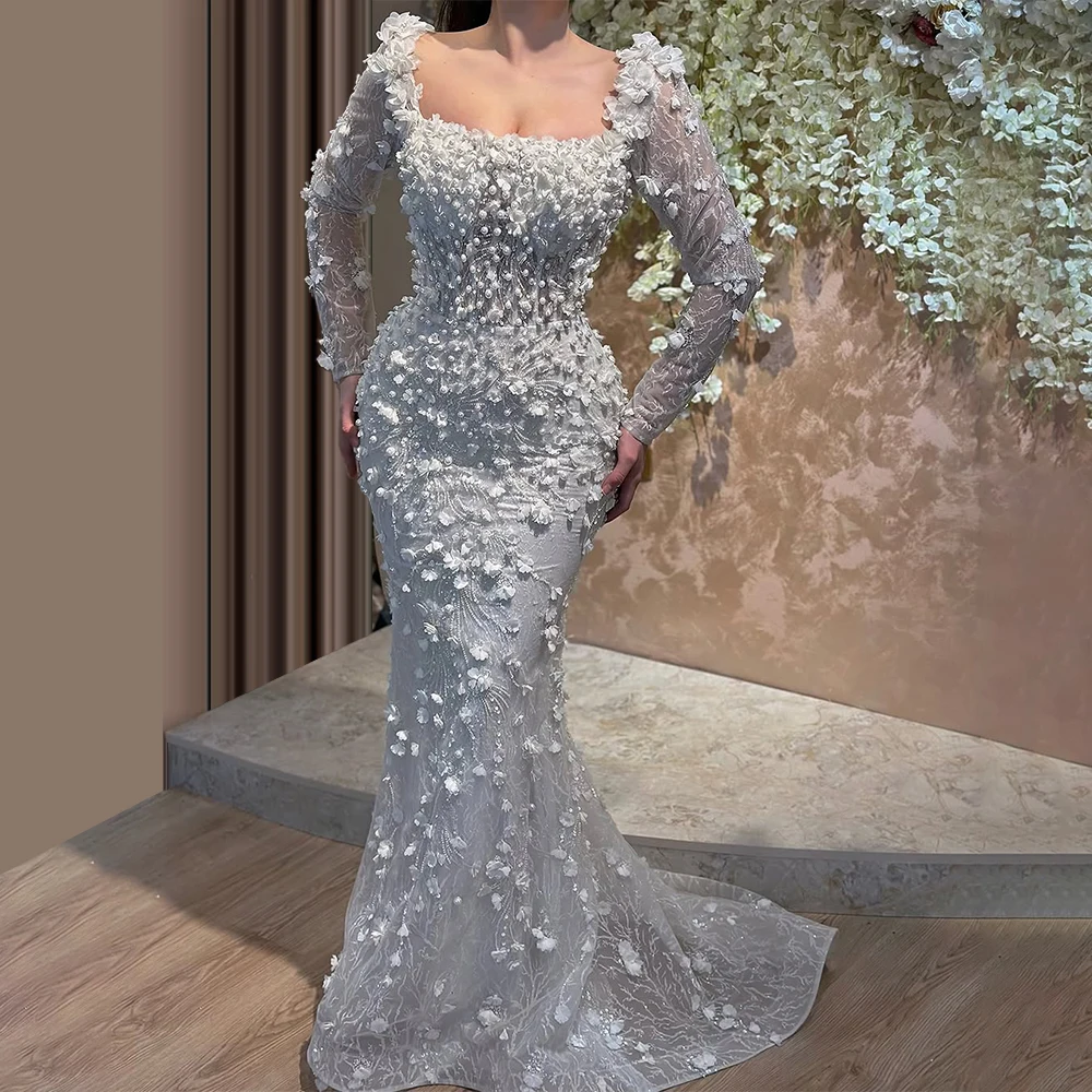 

Вечернее платье русалки с аппликацией, кружевное длинное коктейльное платье для выпускного вечера, женские вечерние платья