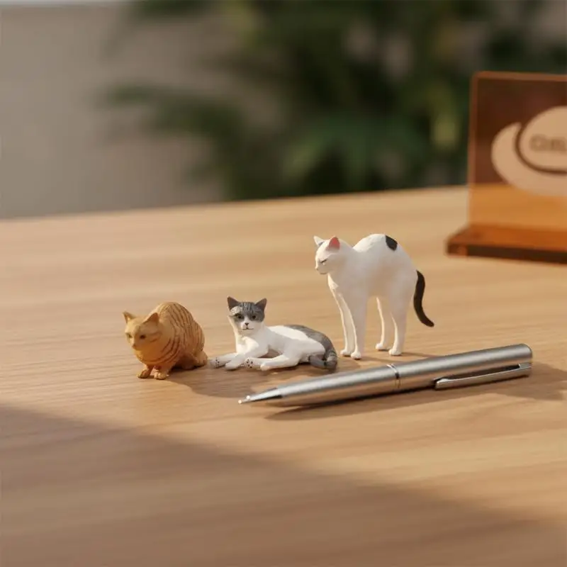 Simulated Cat Car Ornament Mini Size Universal Fit Kitten Decor Space Saving Auto Decoration for Car Door Window Edge Commute