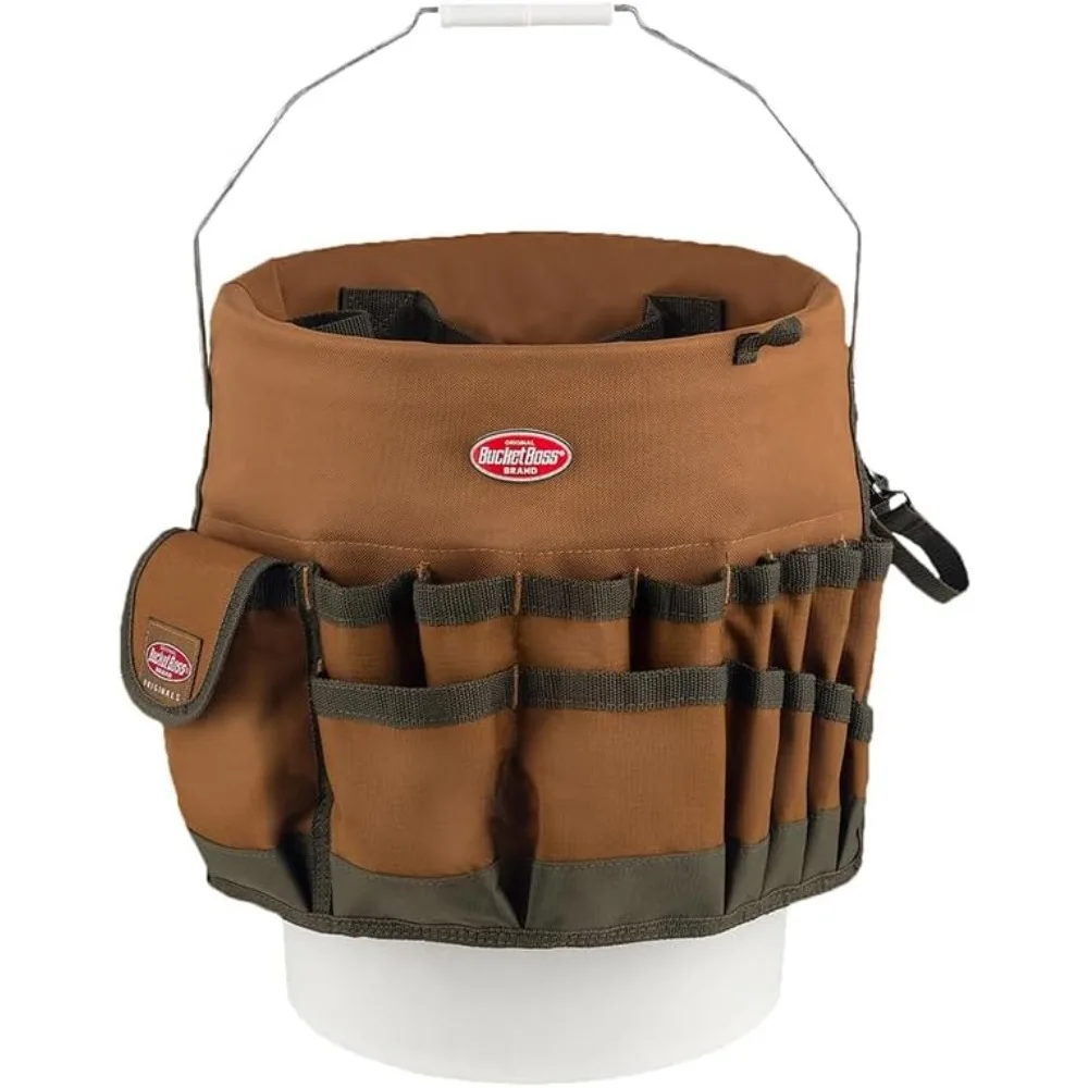 

Сумка-органайзер для инструментов в форме ведра с тремя внутренними петлями для крепления молотков, дрелей, ломов и других длинноголовых инструментов.