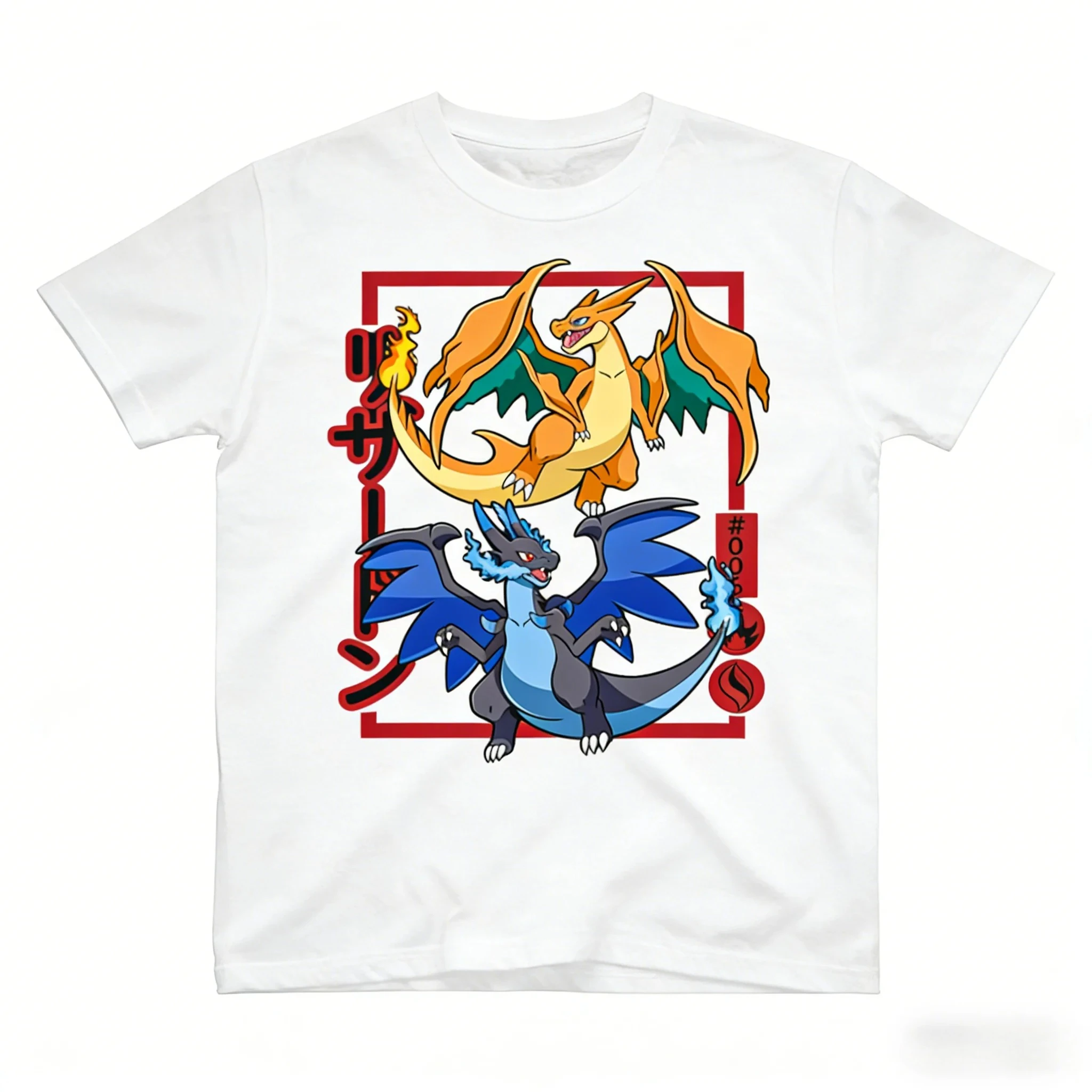 

Pokémon Charizard Evolution Printed Cotton T-shirt Men and Women Spring/Summer New Collection Fashion Short Sleeved TShirt