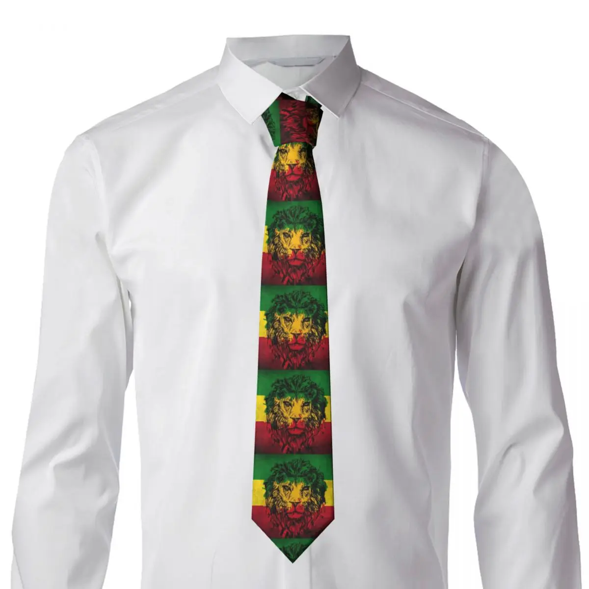 Classic Lion Of Judah Rasta Jamaican Reggae Neck Ties Men's Silk Rastafarian Art Necktie for Office Cravat Suits Accessories