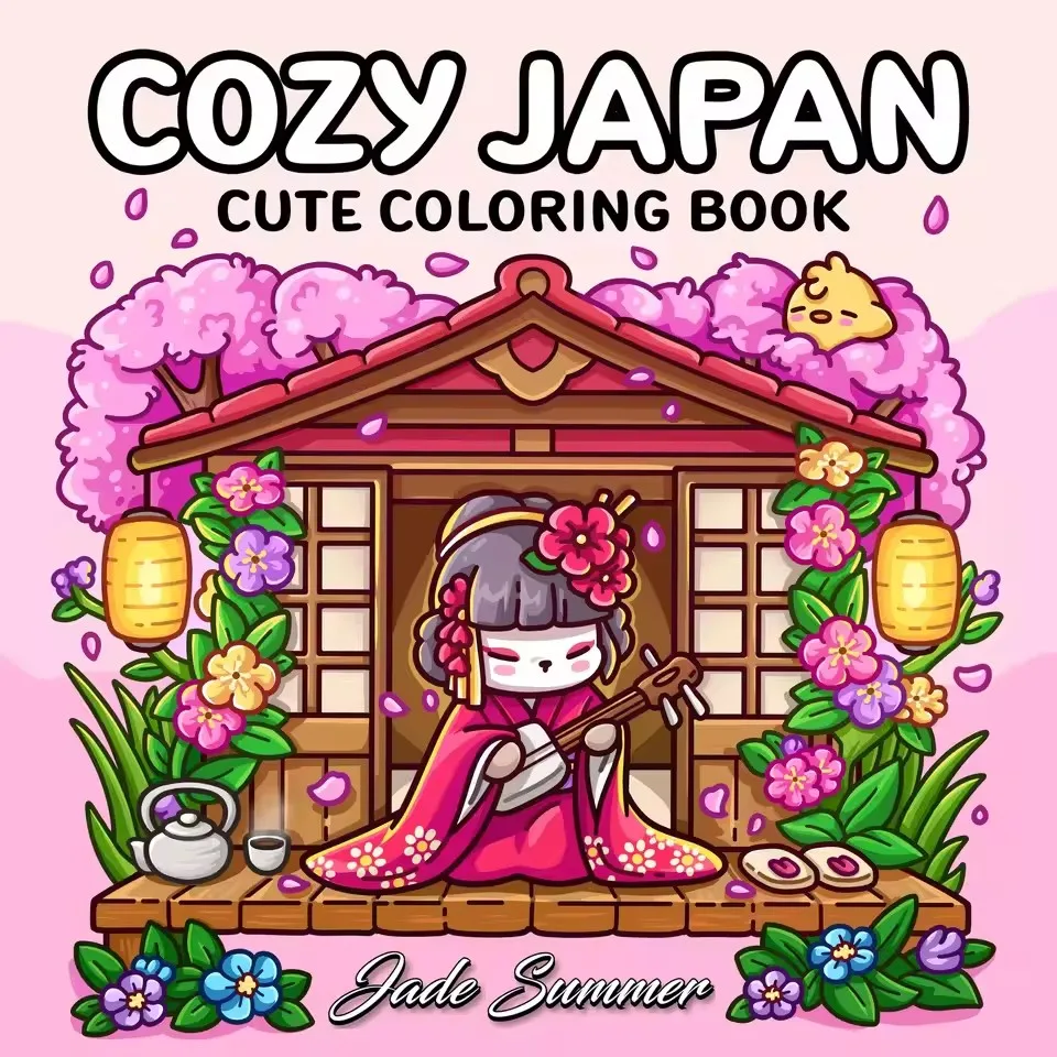 

Cozy Japan Cute Coloring Book for Adults and Teens - Drawing Book Stress Relief And Relaxation Perfect Gift