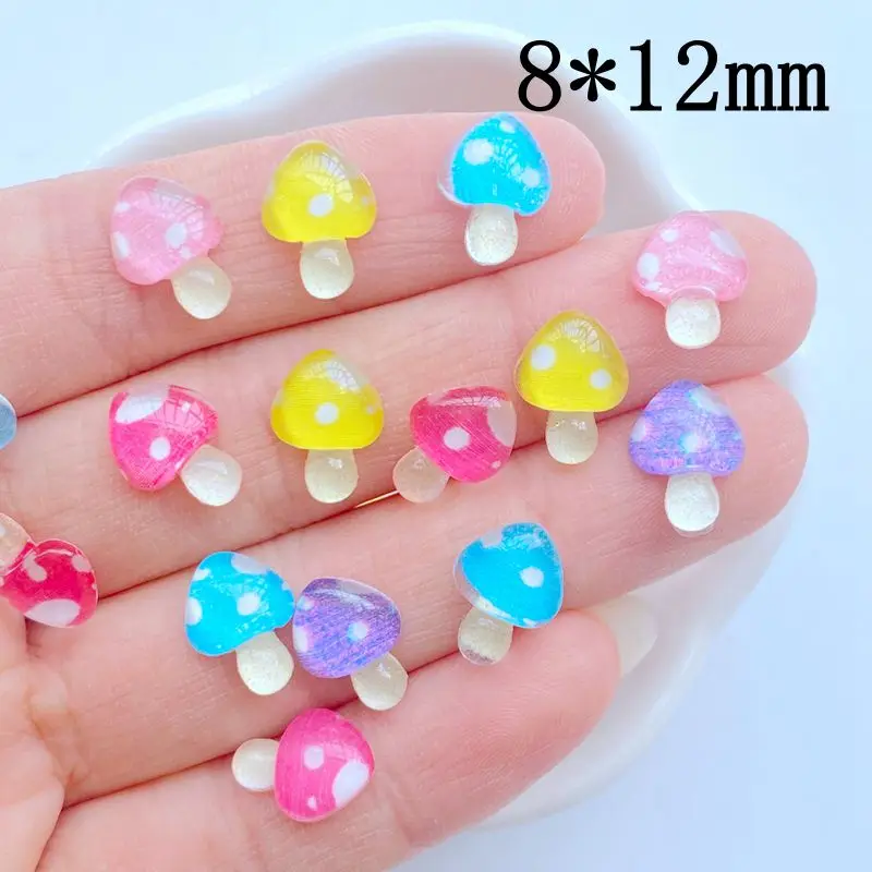 50pcs Kawaii mushroom Nail Rhinestones Gems Glitter Acrylic Nail Art Jewelry Manicure Nail Decoration Accessories