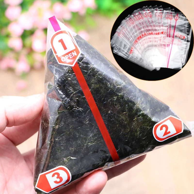 20 piezas de calidad alimentaria, doble capa, triángulo japonés, bola de arroz, algas, Onigiri, envoltorios, bolsas de embalaje desechables para Sushi Bento