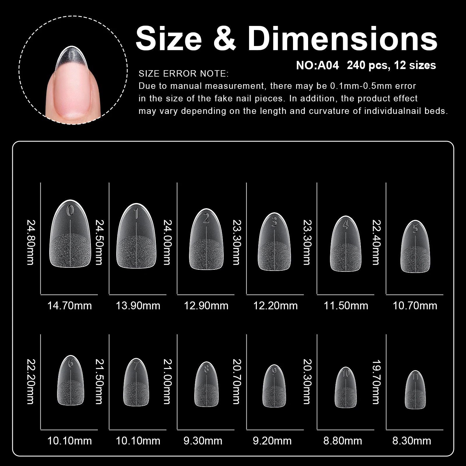 240 Stück kurze, mandelförmige Soft-Gel-X-Nagelspitzen, Full Cover Coffin Stiletto, mattierte, künstliche Nägel zum Aufkleben, DIY Salon Maniküre – Detail 15