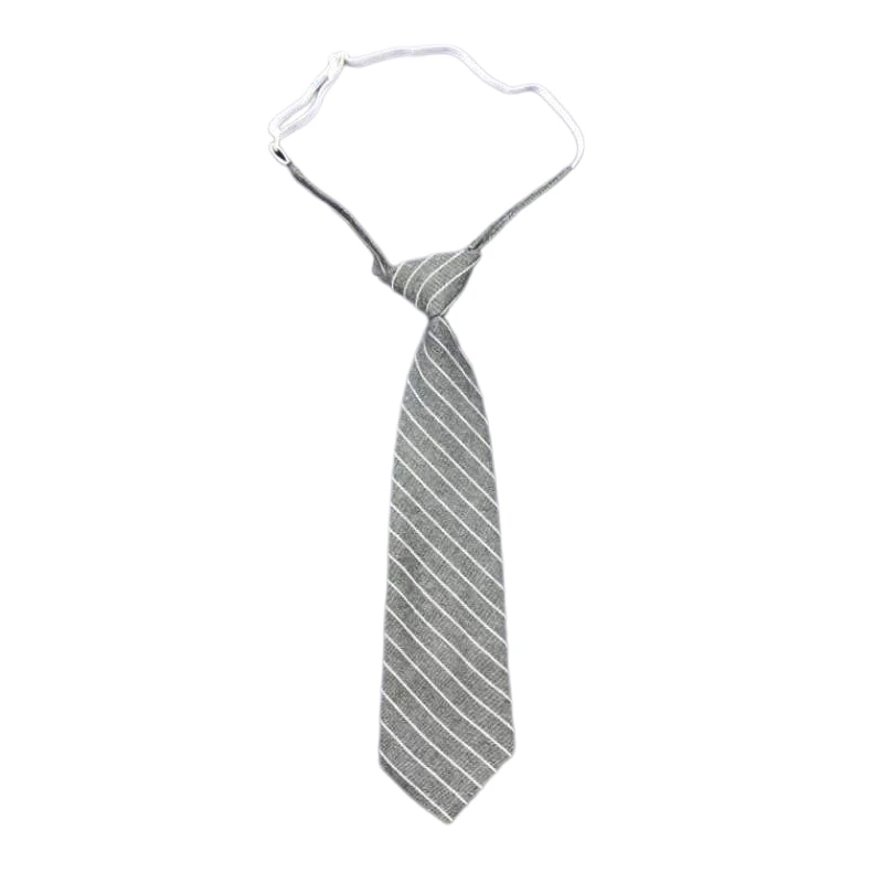 Korean Casual Striped Tie Grey Simple Men's Nylon Brown Pre-tied Necktie Unisex Preppy Style Tie Fashion Clothing Accessories