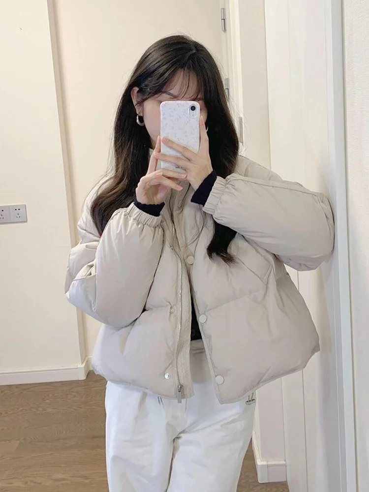 

Unique Beautiful Stand Collar down Cotton Jacket Large Size Warm Outerwear for Women Trendy Commute Korean Style Thickened Lo...