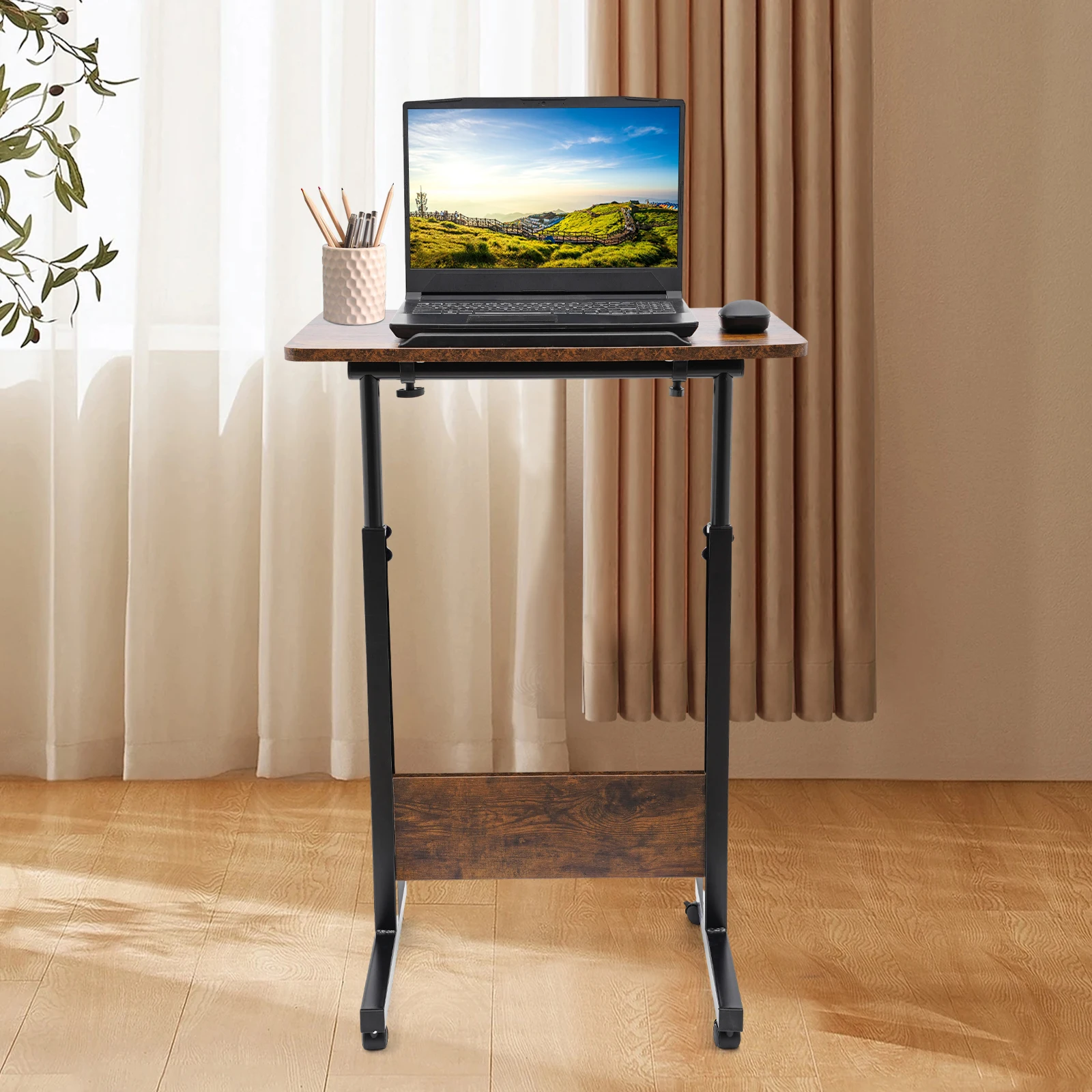 

Adjustable Height Standing Desk With Wheels Simple Small Desk Bedroom Bedside Table