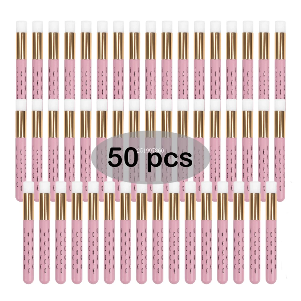 50Pcs Eyelash Cleaning Brush Eyelash Shampoo Brush Eyebrow Nose Brush Extension Exfoliating Care Makeup Tools Cleaning Supplies