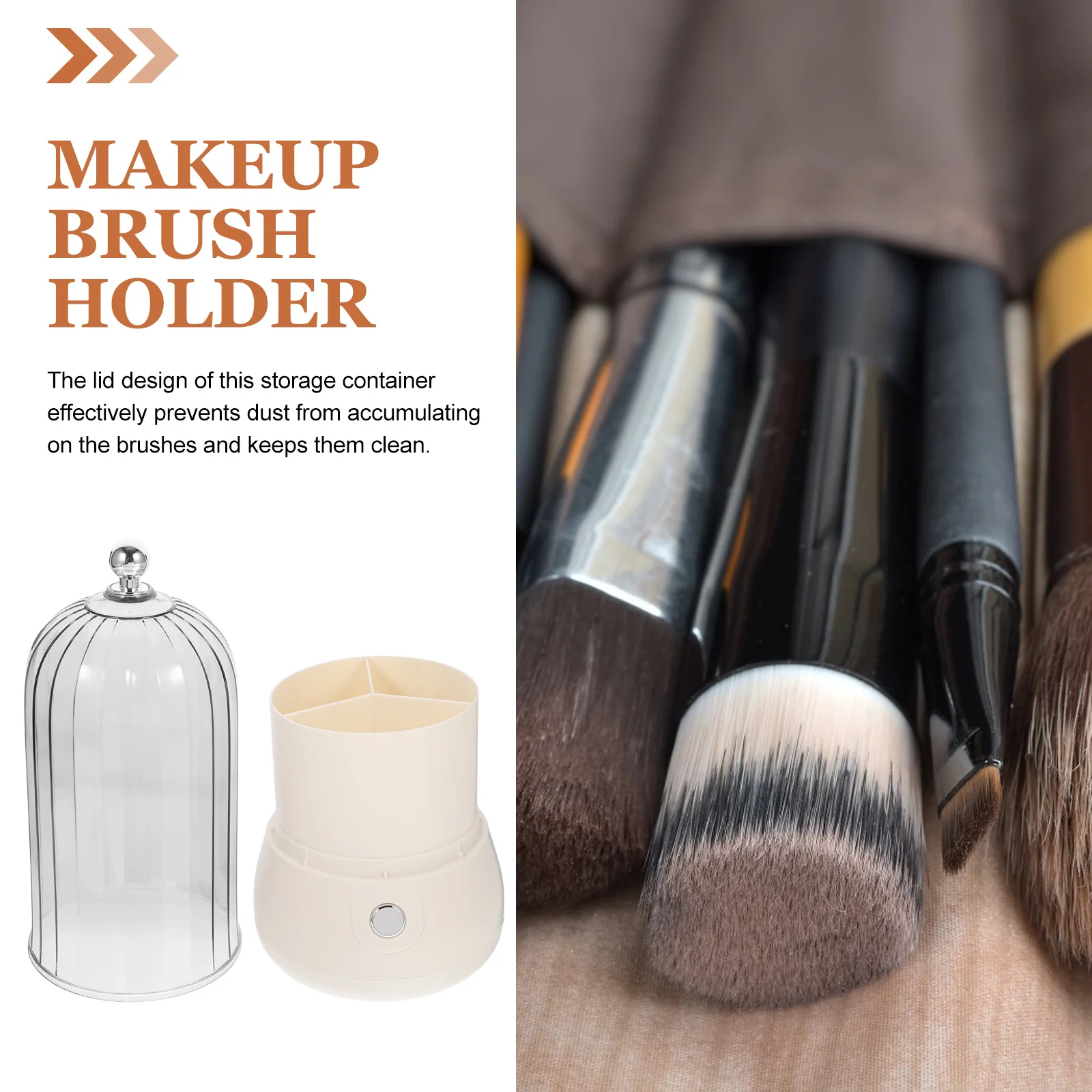 

Makeup Brush Storage Holder Large Capacity Dustproof Desktop Organizer Stylish Color Makeup Brush and Pen Holder Tabletop