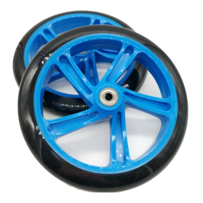 Rueda de Material PU para patinete eléctrico, rodamiento de ABEC-7, grosor de 30mm, 200mm, azul, 2 unidades